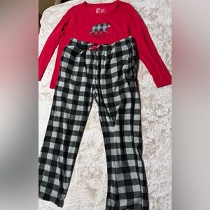Women’s Columbia Red Top with Gray & Black Checkered Pajamas XXL